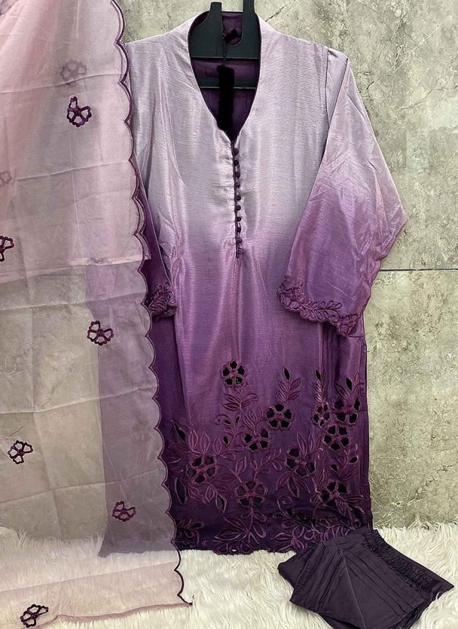 Chinnon Wine Party Wear Embroidery Work Readymade Pakistani Suit